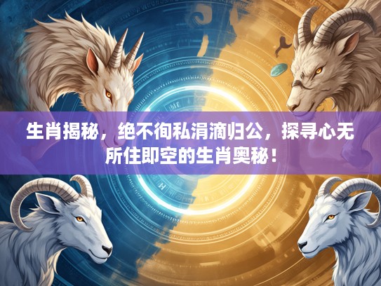 生肖揭秘，绝不徇私涓滴归公，探寻心无所住即空的生肖奥秘！