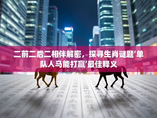 二前二后二相伴解密，探寻生肖谜题‘单队人马能打赢’最佳释义