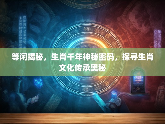 等闲揭秘，生肖千年神秘密码，探寻生肖文化传承奥秘