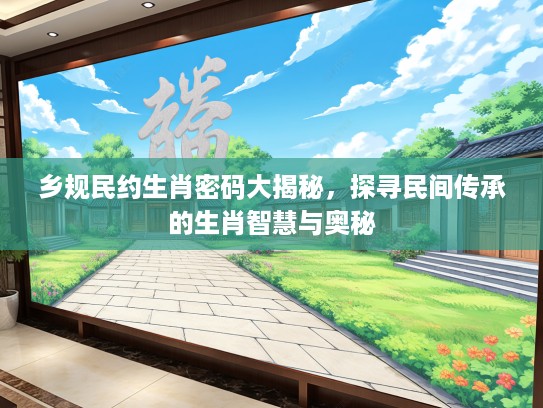 乡规民约生肖密码大揭秘，探寻民间传承的生肖智慧与奥秘